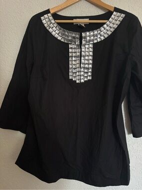 Nexx Black Tunic with Silver Embellished Neckline